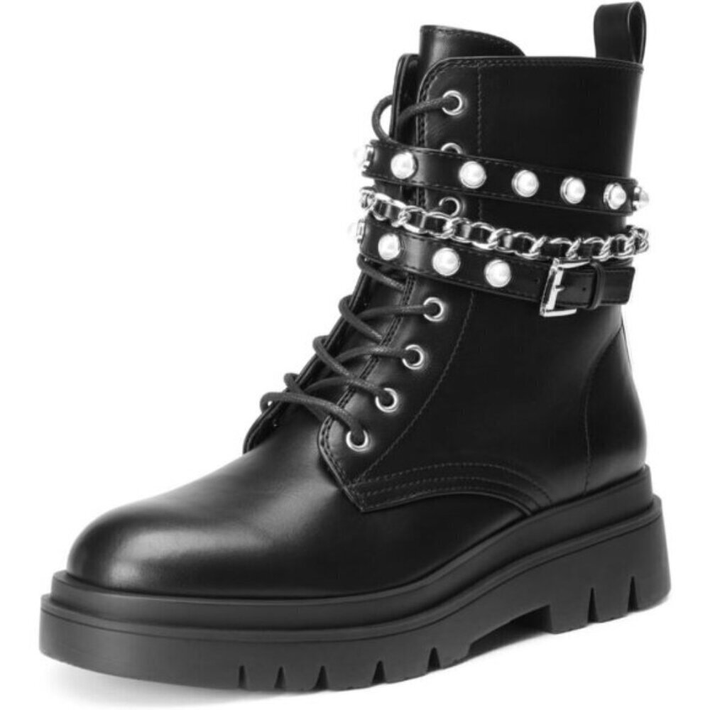 Women's Fashion Platform Combat Boots Lace Up Lug Sole Goth Ankle Booties .